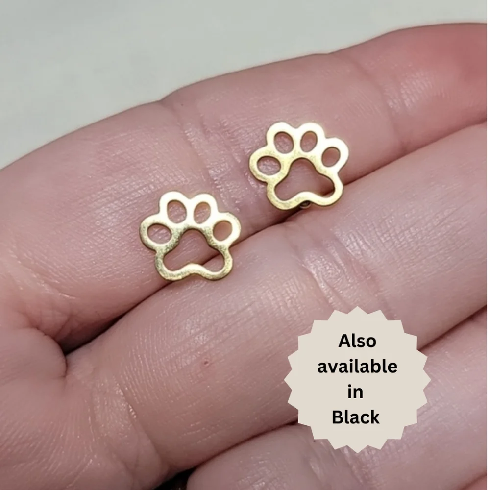 Pawprint Stud Earrings, choice of color - Picture 4 of 5